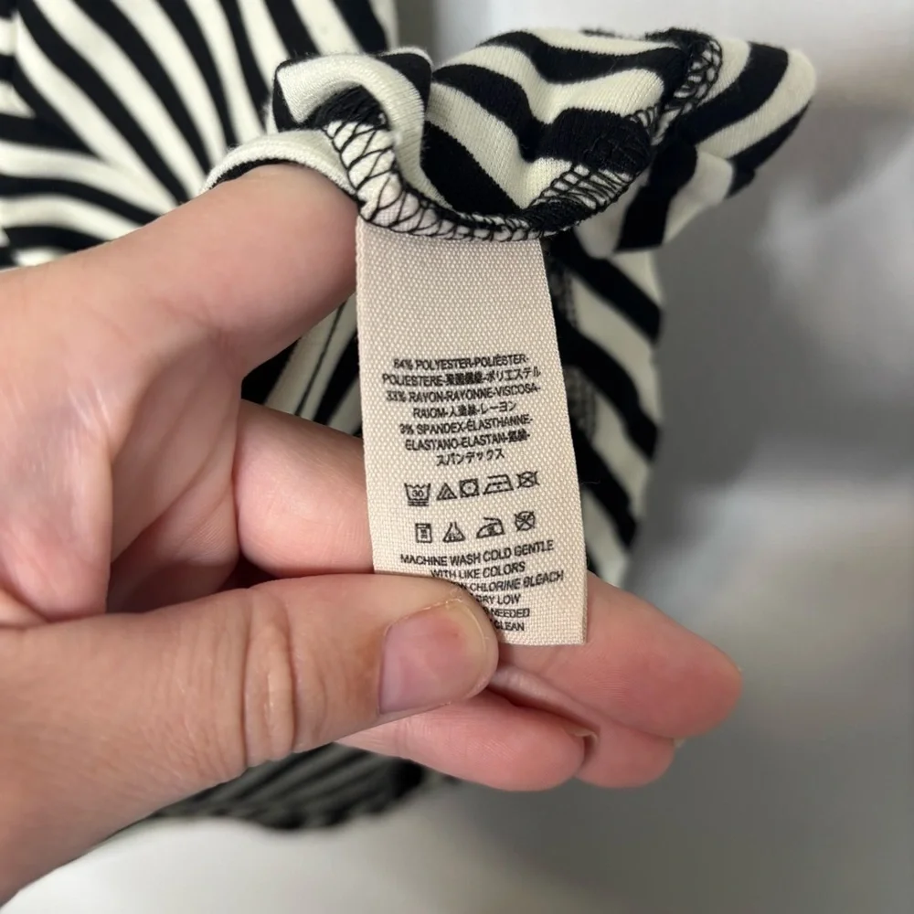 Free People Cha Cha Mini Dress Women XS Black Ivory Stripe Sleeveless Fit Flare